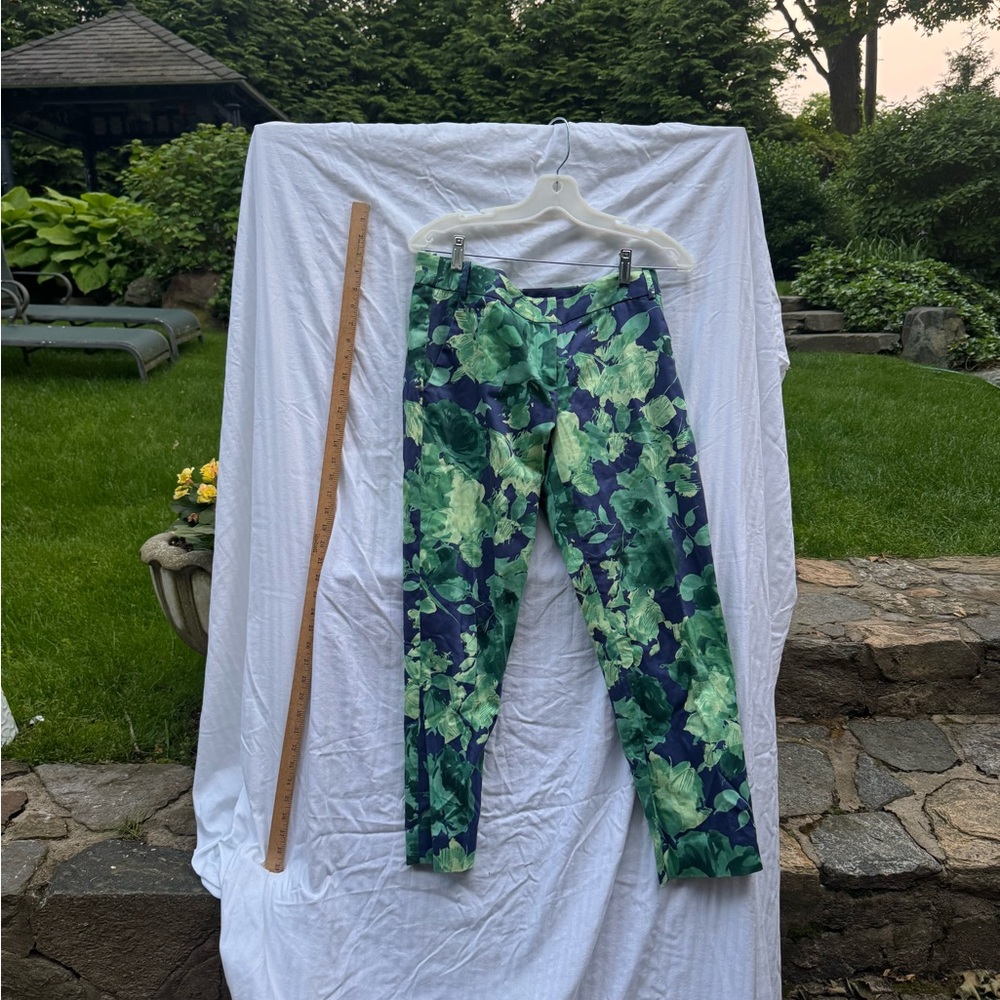 J. Crew Green and Blue Floral Trousers